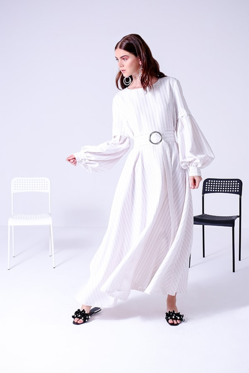 white polyester maxi dress